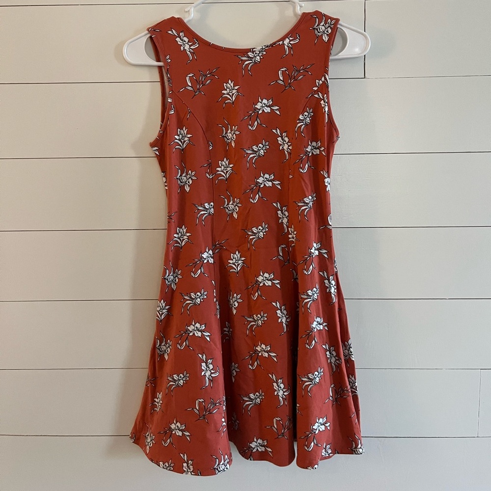 Forever21 orange skater dress with deep v back